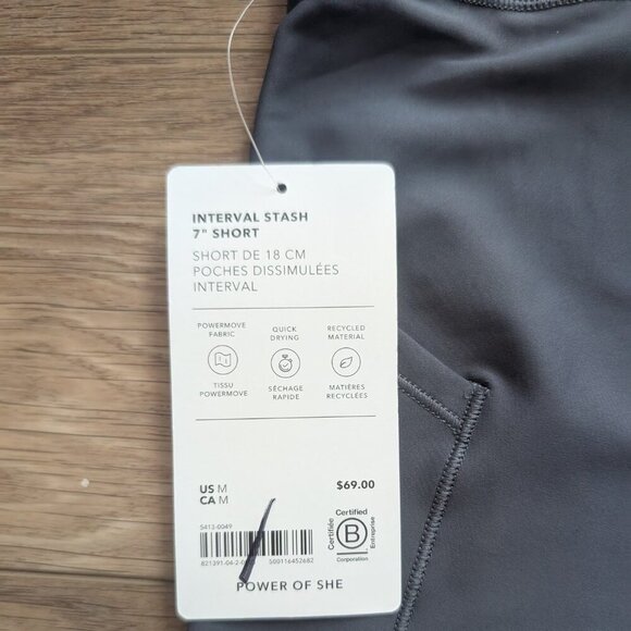 Athleta | Interval Stash High Rise 7" Short In Granite Blue - Picture 7 of 12